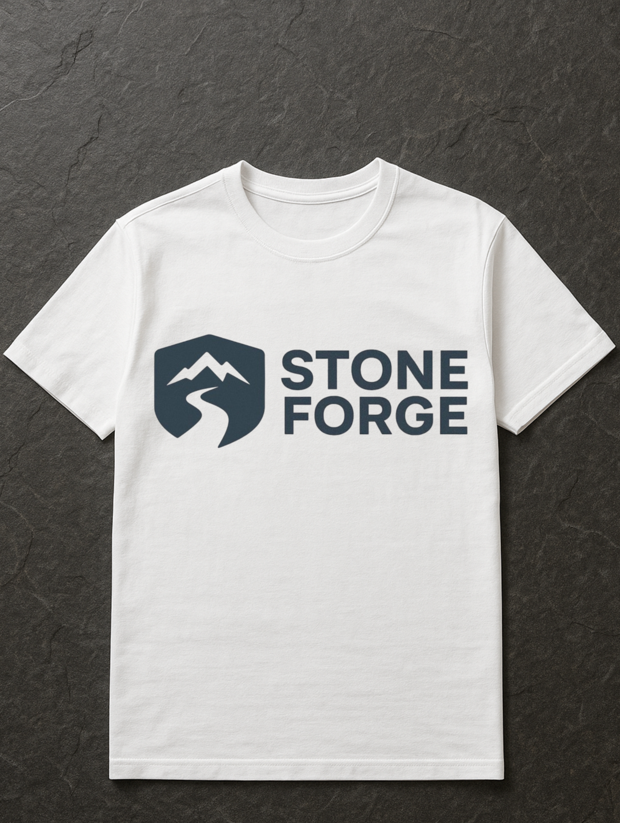 Stone Forge White Tshirt Mockup 1